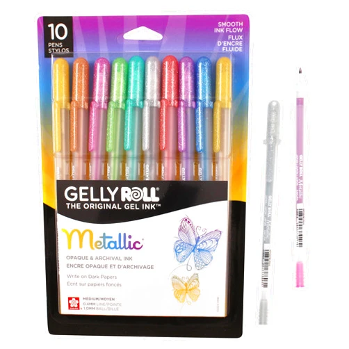 SAKURA Gelly Roll Metallic Gel Pens - Creator of the Original Gel Pen - Pens for Scrapbook, Journals, or Drawing - Colored Metallic Ink - Medium Line - 10 Pack