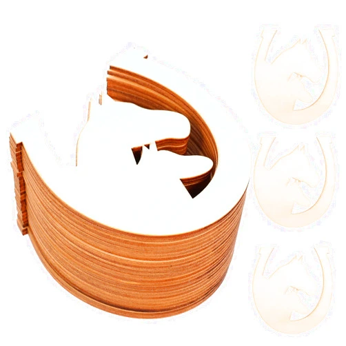 EXCEART Unfinished Wooden Horse Cutouts 48pcs Wood Discs Slices Horseshoe Shape Unfinished Wooden Cutouts for Christmas Craft DIY Home Decoration Vintage Rustic Wedding Decoration