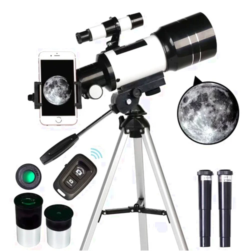 ToyerBee Telescope for Adults & Kids, 70mm Aperture Refractor Telescopes (15X-150X) for Astronomy Beginners, Portable Travel Telescope with Phone Adapter & Wireless Remote, Astronomy Gifts for Kids BLACK