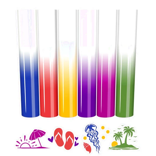 HTVSTD Color Changing HTV Heat Transfer Vinyl - 6Pcs 12inches X10inches UV HTV Color Changing HTV Vinyl Sunlight Sensitive Iron on Vinyl for T-Shirts Compatible with Cricut Or Sillhoutte Cameo