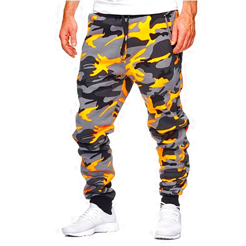 GOFULY Cargo Pants for Men Camouflage Print Casual Drawstring Stretch Elastic Waist Sweat Pants with Pocket Pants Trousers