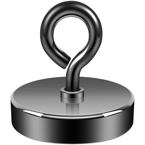 Neosmuk Fishing Magnet, 550 lb Pull Strong Magnets Heavy Duty Big Rare Earth Magnets, 2.5” Large Magnet for Remover, Super Neodymium High Power with Handle for Tag, Shop, Lifting and Pick up,Black