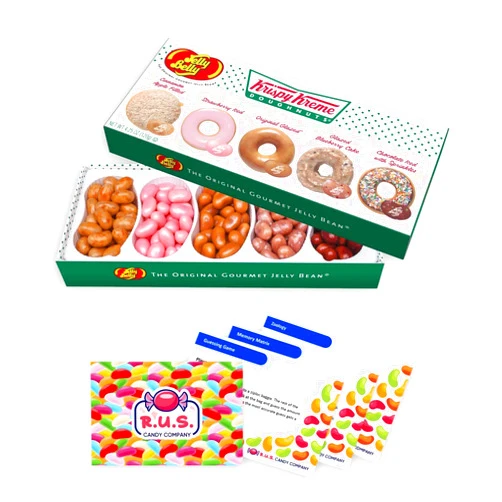 R.U.S. Candy Jelly Belly Krispy Kreme Doughnuts Candy Jelly Beans Gift Box + 3 R.U.S. Candy Cards (Krispy Kreme Doughnuts)
