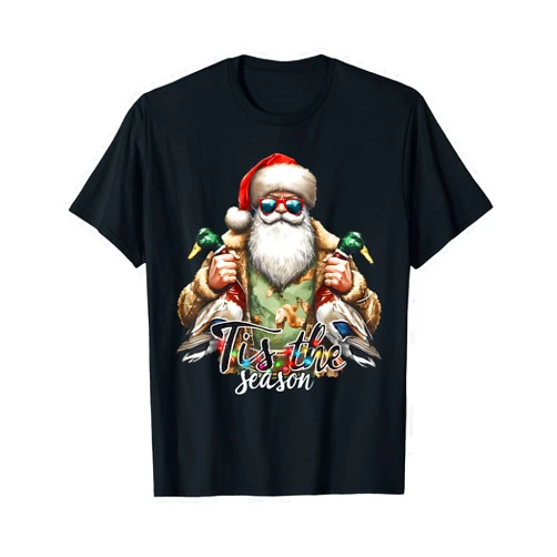 Tis The Season Santa Duck Hunting Funny Christmas Hunting T-Shirt