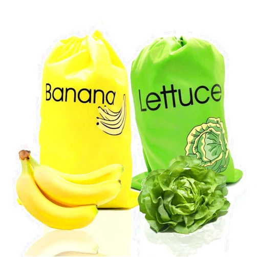 Dé DE Reusable Produce Bags ，Includes Banana Bag and Lettuce Bag，Keep it Longer Up To 2 Weeks Stop Food Waste