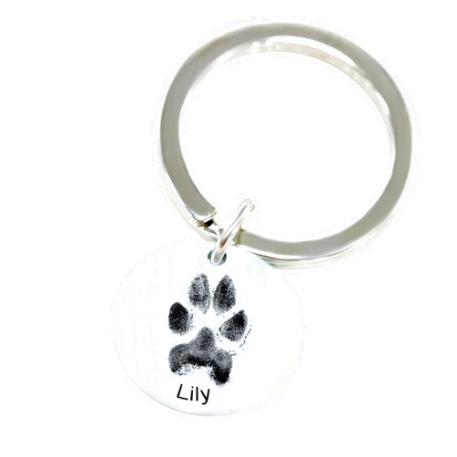Shineyou Custom Paw Print Keychain Personalized Actual Dog Cat Pet Paw Print Key Chain Pet Lover Pet Loss Memorial Gift