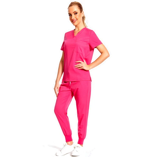 PuriPure Scrubs for Women Set Medical Uniform - V-Neck Top & Jogger Pants with 6 Pockets, Nurse Workwear