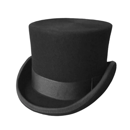 GEMVIE Men's 100% Wool Top Hat Satin Lined Party Dress Hats Derby Black Hat