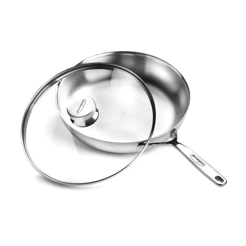 Demeyere 5-Plus Stainless Steel 11-inch Fry Pan with Glass Lid