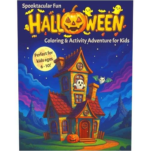 Sonja Sewski Spooktacular Fun Halloween Coloring & Activity Adventure for Kids: A fun, cute, and little bit spooky, Halloween activity book filled with puzzles, mazes, word games, and illustrations to color!