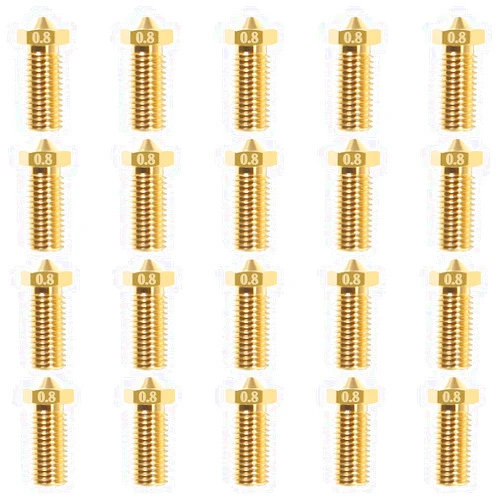 ACMYCH 20PCS 3D Printer Brass Volcano Nozzle M6 Thread 0.2mm 0.3mm 0.4mm 0.5mm 0.6mm 0.8mm 1.0mm for 3D Printer Parts Volcano Heater Block J-Head Hotend Extruder (0.8mm)