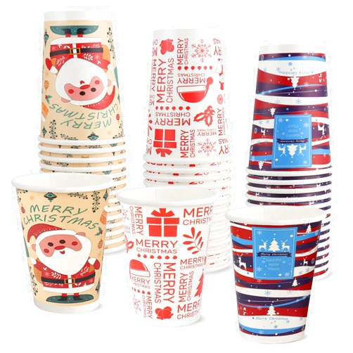 Richboom Christmas Cups, 42 Count 12 oz Disposable Christmas Coffee Cups Holiday Paper Coffee Cups Hot Chocolate Bar Supplies for Merry Christmas or New Year Party Decorations