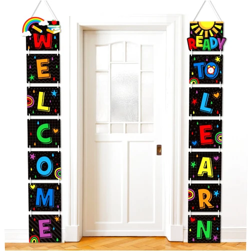 Blulu Back to School Banner Welcome Banner for First Day of School Welcome Ready to Learn Party Supplies Photo Props for Kindergarten Primary High School Classroom Decorations