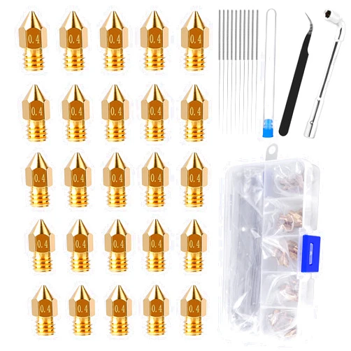Comgrow 25PCS MK8 Ender 3 V2 Nozzles 0.4MM, 3D Printer Brass Hotend Nozzles with DIY Tools Storage Box for Creality Ender 3/Ender 3 Pro/Ender 3 Max/5 Pro/Ender 3 S1/Ender 3 Neo/CR 10 Series 3D Printer