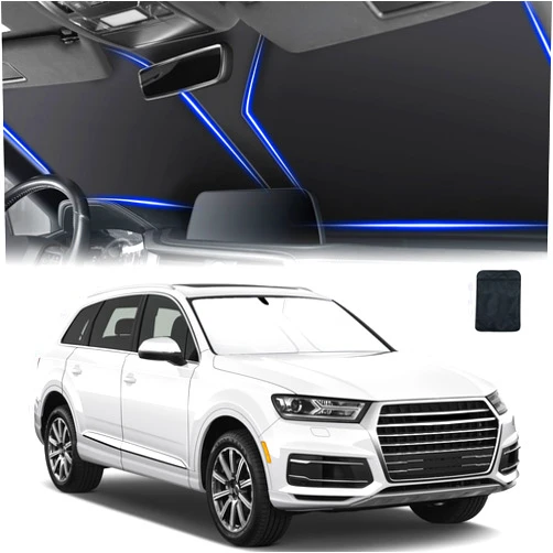 SINGARO Universal Car Windshield Sun Shade, Foldable Reflective Sun Shade for Car Windshield, Car Window Shades, Car Sun Shade Windshield with Overlapping Design, Car Interior Accessories