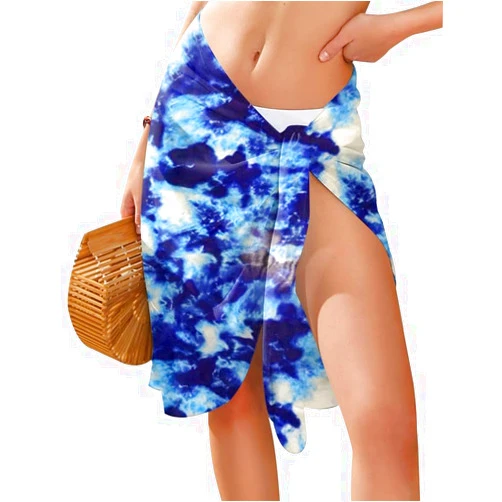 Ekouaer Women's Sarongs Short Sheer Bikini Skirt Wrap Beach Pareo Chiffon Swimsuit Cover Up S-XXL