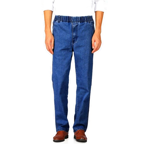 Soojun Mens Casual Loose Fit Elastic Waist Jeans Denim Pants