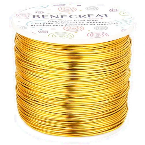 BENECREAT 9 10 12 15 17 18 20 Gauge Gold Aluminum Wire (18 Gauge,492 FT) Anodized Jewelry Craft Making Beading Floral Colored Aluminum Craft Wire for Garden, Model Making