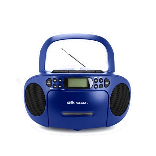 Emerson Portable CD Player Boombox with Cassette Player Combo, Tape Recorder, AM/FM Radio, AUX, Headphone Jack, Dual Speakers, AC/DC & Battery Operated - Stereo System for Home, Indoor & Outdoor Use