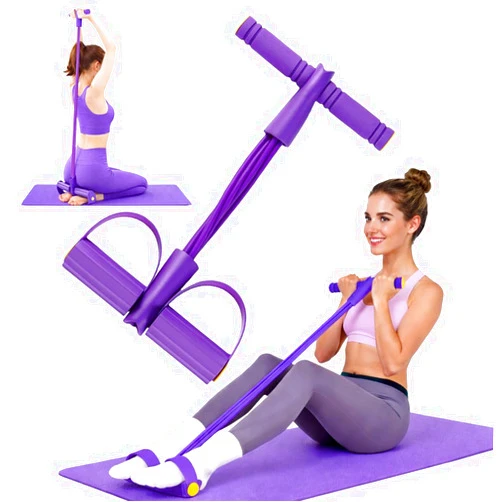 Generic Resistance Bands with Handles, 6-Tube Foot Pedal, Natural Rubber Ankle Puller for Sit-ups & Full Body, Portable Home Gym Strength for Legs, Arms & Core