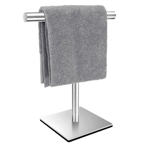 Mutclord Square T-Shape Hand Towel Holder - Standing Hand Towel Rack for Bathroom or Kitchen Countertops, with SUS304 Stainless Steel Brushed Finish,Minimalist Style