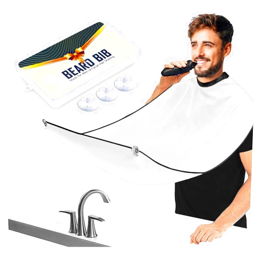 Leaflai Beard Bib Beard Apron, Beard Hair Catcher for Men Shaving & Trimming Non-Stick Waterproof Beard Cape Grooming Cloth with 3 Suction Cups Birthday Gifts for Men Him Boyfriend, Christmas Gifts