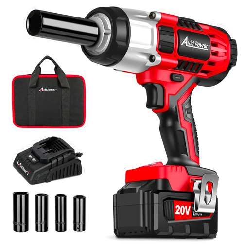AVID POWER Cordless Impact Wrench, 1/2 Impact Gun w/Max Torque 330 ft lbs (450N.m) (Light Red)
