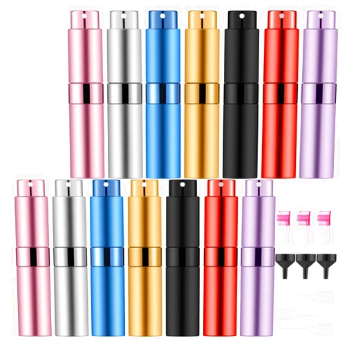IRON BILL 14 PCS/8ML Portable Atomizer Perfume Bottles, Mini Empty Refillable Cologne Spraye Bottle, Pocket Travel Perfume Liquid Sprayer (Mixing Colors)