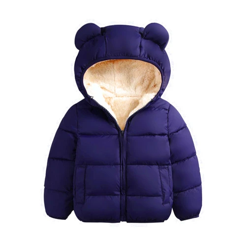 Yuemengxuan Toddler Baby Girls Boys Plush Lining Coat Kids 3D Ears Hooded Long Sleeve Zipper Solid Thick Warm Jacket