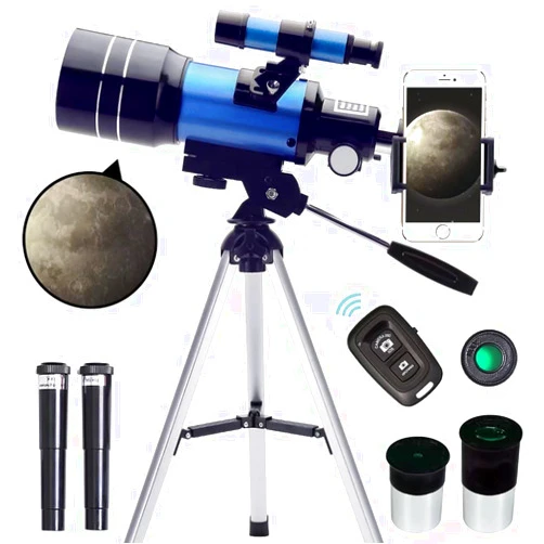 ToyerBee Telescope for Adults & Kids, 70mm Aperture (15X-150X) Portable Refractor Telescopes for Astronomy Beginners, 300mm Professional Travel Telescope with A Phone Adapter& A Wireless Remote