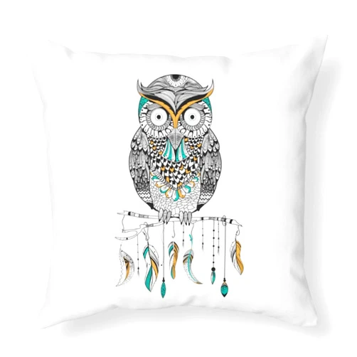 CB Smiles Owl Throw Pillow White Pillows owl Pillow owl Pillows Gifts Feather Pillows for Couch Feathers Pillow Boho Chic Pillows Cute Pillows (20