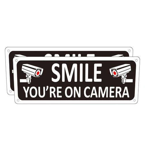 Bagstar Smile You're on Camera Sign (2 Pack), Video Surveillance Sign Metal, 10
