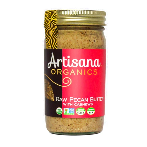 Artisana Organics Raw Pecan Butter with Cashews - No Sugar Added, Just Two Ingredients - Vegan, Paleo, and Keto Friendly, Non-GMO, 14oz Jar