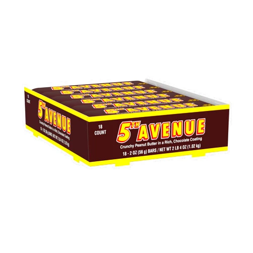 5TH AVENUE Chocolatey Coated Crunchy Peanut Butter Candy Bars, 2 oz (18 Count)