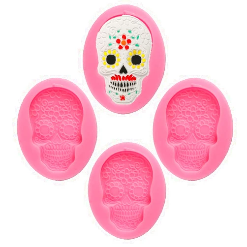 Cestony 4pcs Halloween Skulls Silicone Molds , Chocolate Candy Fondant Mold Halloween Party for Sugar Craft Cake Decoration Ice Cream Cupcake Topper Cookie Decor Jewelry Polymer Clay Crafting Projects