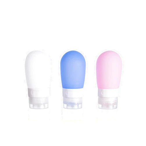 KISMETICS Leak Proof Squeezable Silicone Travel Bottles, Reusable, Refillable Bottles, Bulb Shape, Sustainable, TSA Carry On Approved Toiletries Containers, 3pcs (2oz/60ml)