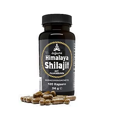 AÝURE Pure Himalayan Shilajit Veg Capsules, Natural Fulvic Acid, Grade A | 100% Pure | No Additives (120 Count, Pack of 1)