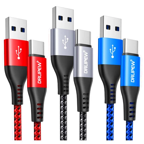 DRLIPEW USB C Cable(6ft 3-Pack), USB to USB C Fast Charger Cable Braided Type C Charging Cord for Samsung Galaxy S21 S22 S23 S24 Ultra S20 S10, iPhone 15/15 Pro/15 Pro Max, Moto G Stylus, Google Pixel 8 7