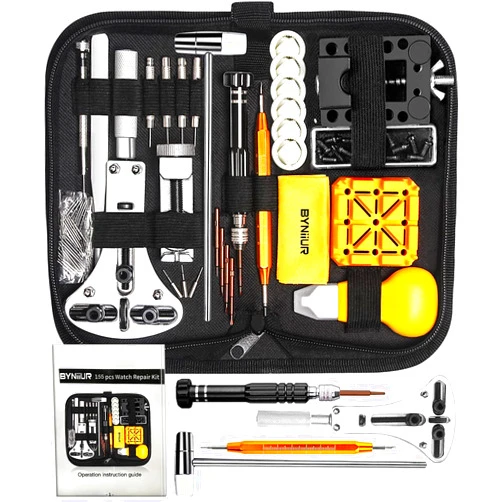 BYNIIUR Watch Link Removal Kit, BYNIIUR Watch Repair Kit, Watch Case Opener Spring Bar Tools, Watch Battery Replacement Tool Kit, Watch Band Link Pin Tool Set with Carrying Case and Instruction Manual