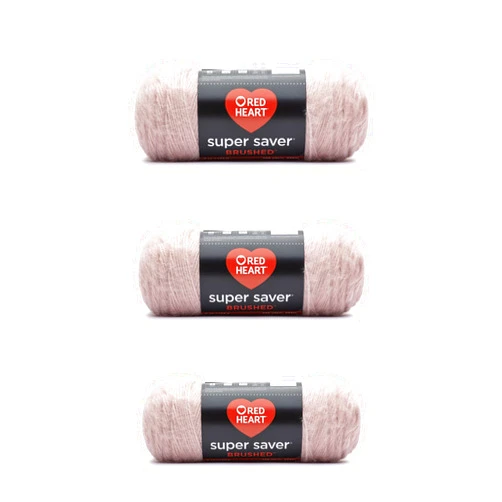 Red Heart Super Saver Brushed Dusty Pink Yarn - 3 Pack of 140g/5oz - Acrylic - 4 Medium (Worsted) - 255 Yards - Knitting/Crochet