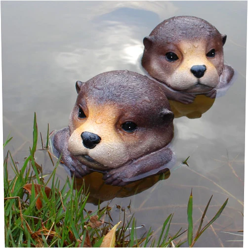 Honiweer Floating Otter Head Resin Art, Waterproof Pond Float, Decorative Animal Sculpture, Garden Lake Decor, Duck Deterrent, Artistic Resin Decor for Outdoor Use (1 PC)