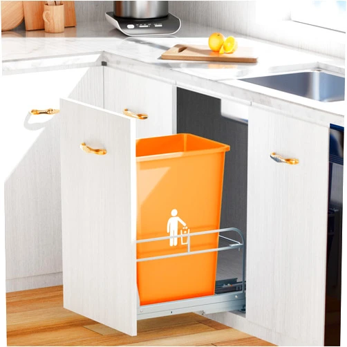 RUNMI Pull Out Trash Can Under Cabinet, 35 Qt Under Sink Trash Can Kit for Kitchen, Cabinet Trash Can Pull Out with Soft-Close Slides,Waste Bin Not Included,Requires Minimum Cabinets Opening 12