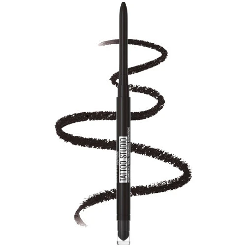 MAYBELLINE Tattoo Studio Automatic Gel Pencil Waterproof Eyeliner, Blendable, Smudge Resistant, Matte Eyeliner For Up To 36HR Wear, Pitch Black (Smokey Black), Packaging May Vary