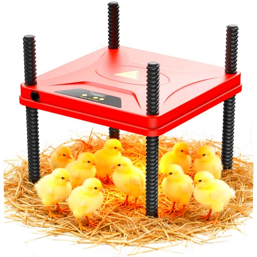 SORSWEET Chick Brooder Heating Plate for Winter, Chick Heating Plate with Thermal Protector, Adjustable Temp & Height, Energy Efficient Heater, 10