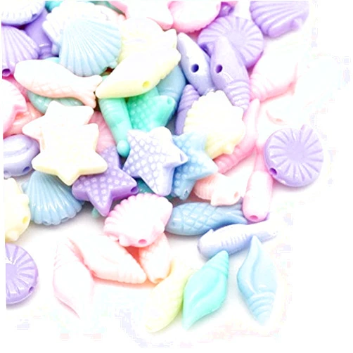 Rockin Beads (TM) Rockin Beads Mixed Acrylic Fish Shell Mixed About 18mm to 11mm 250 Pack (1.4mm Hole)