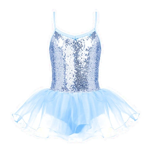 Zaclotre Little Girls Sequin Leotard Sparkly Strap Ballet Leotards Tutu Dress Ballerina Outfit Dance Costume for Kids