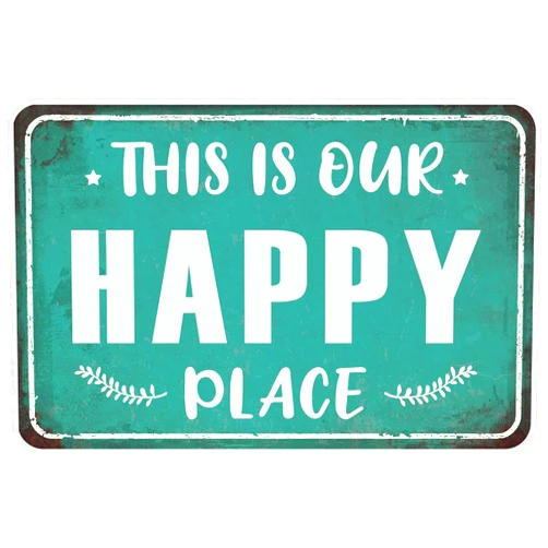 XIULUAN Patio Sign Porch Decorations Welcome Metal Bar Signs Outdoor Wall Decor For Back yard Hot Tub 8x12 Inches - This is Our Happy Place
