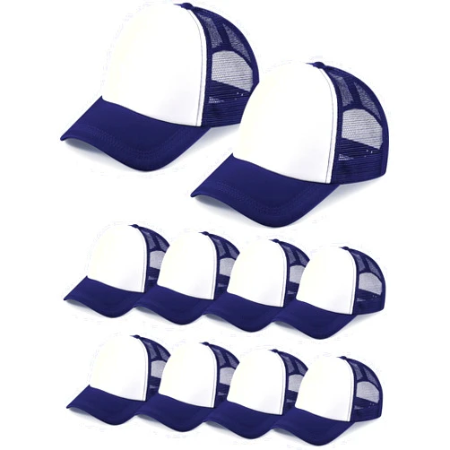 Tarpop 10 Pcs Sublimation Blank Trucker Hats Bulk Mesh Baseball Cap Polyester Mesh Trucker Hat for Men and Women