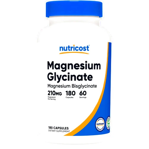 Nutricost Magnesium Glycinate Capsules (180 Capsules, 210 mg Per Serving) - Magnesium Glycinate Supplement for Gentle Absorption