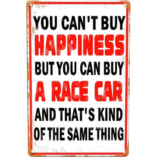 WSUPBPR Funny Garage Metal Tin Sign Vintage Car Decor Drag Racing Gifts For Men Race Theme Car Bedroom Accessories Decor For Boys Retro 12x8 in